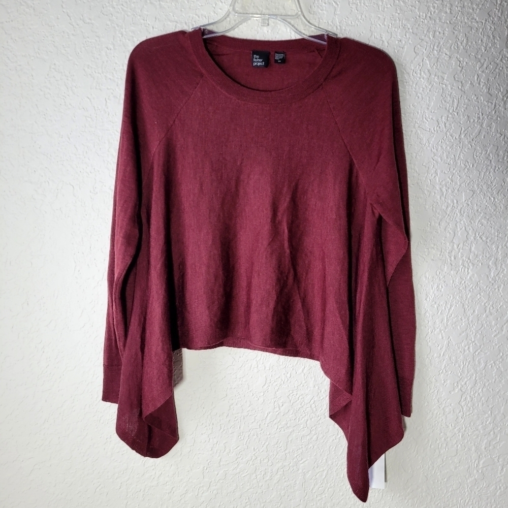 NWOT Eileen Fisher Merino Wool Italian yarn Sweater Burgundy Wine Red S/P
